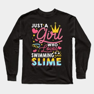 Just A Girl Slime And Swimming - 10th Birthday Gift Long Sleeve T-Shirt